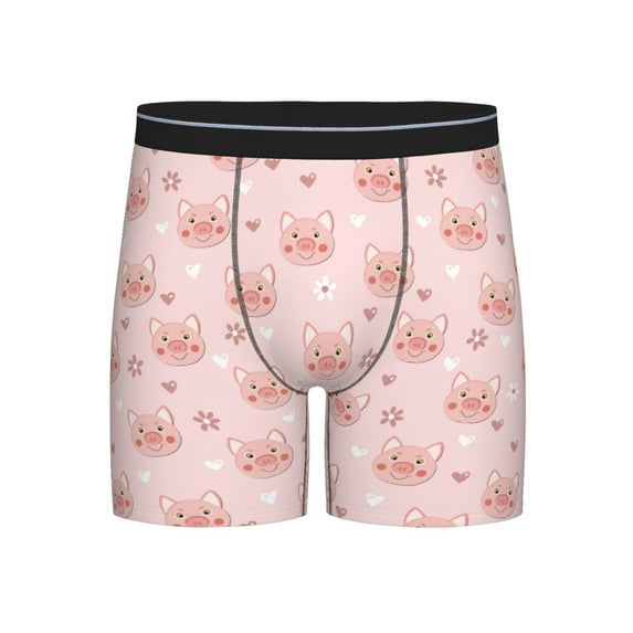 Men'S Boxer Briefs, Modern Cartoon Cute Pig Pink Soft And Breathable Mens Underwear Boxer Briefs With Widen Waist