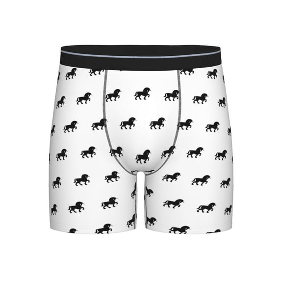 Men'S Boxer Briefs, Modern Minimalist Horse Black Soft And Breathable Mens Underwear Boxer Briefs With Widen Waist