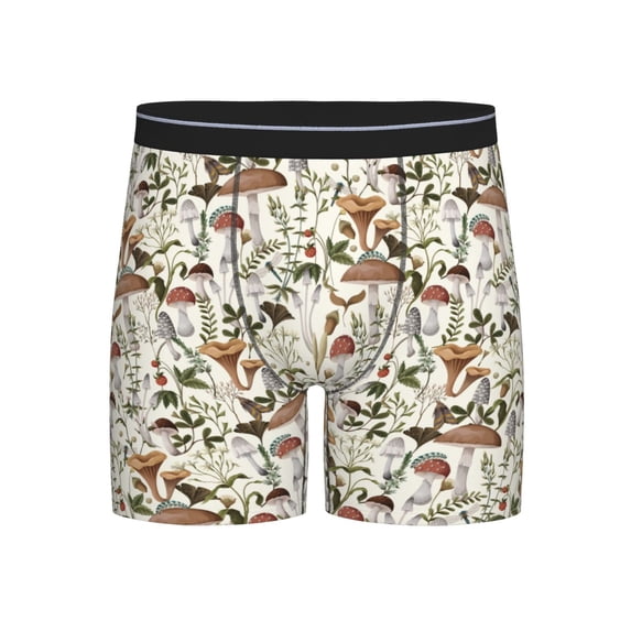 Men'S Boxer Briefs, Mushroom Garnish Soft And Breathable Mens Underwear Boxer Briefs With Widen Waist