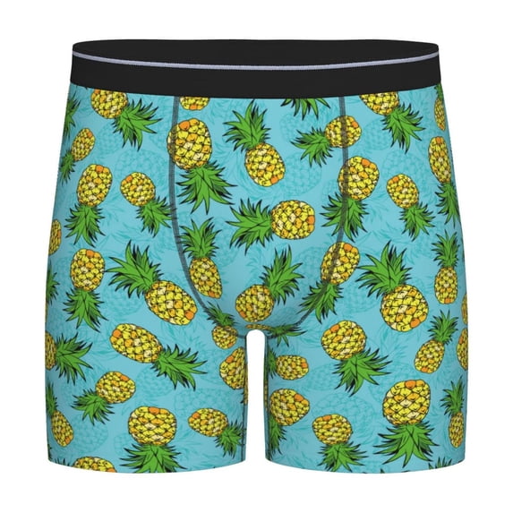 Men'S Boxer Briefs, Orange Yellow Pineapple Soft And Breathable Mens Underwear Boxer Briefs With Widen Waist