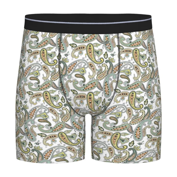 Men'S Boxer Briefs, Paisley Pattern No.90109 Soft And Breathable Mens Underwear Boxer Briefs With Widen Waist