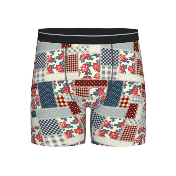 Men'S Boxer Briefs, Patchwork In Country Style Soft And Breathable Mens Underwear Boxer Briefs With Widen Waist