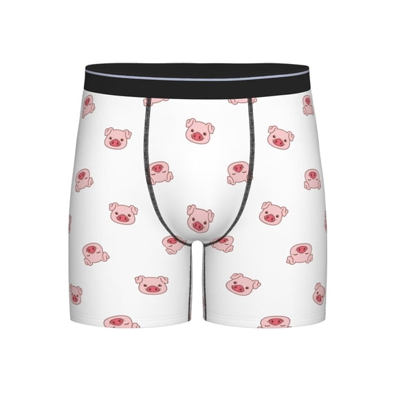 Men'S Boxer Briefs, Pink Cute Pig Face Soft And Breathable Mens Underwear Boxer Briefs With Widen Waist