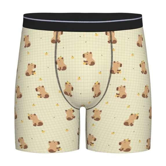 Men'S Boxer Briefs, Plaid Capybara Soft And Breathable Mens Underwear Boxer Briefs With Widen Waist