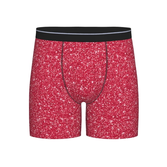 Men'S Boxer Briefs, Red Glitter Lightning Print Soft And Breathable Mens Underwear Boxer Briefs With Widen Waist