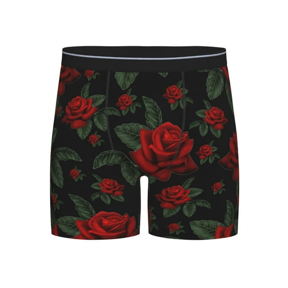 Men'S Boxer Briefs, Roses Soft And Breathable Mens Underwear Boxer Briefs With Widen Waist