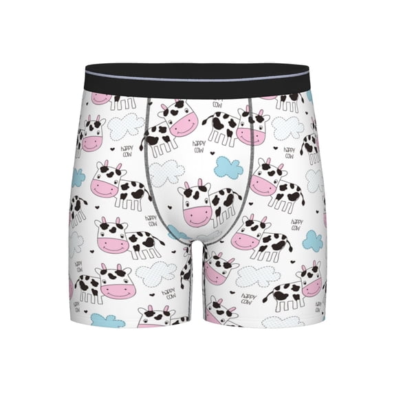 Men'S Boxer Briefs, Simple Funny Cute Cow Soft And Breathable Mens Underwear Boxer Briefs With Widen Waist
