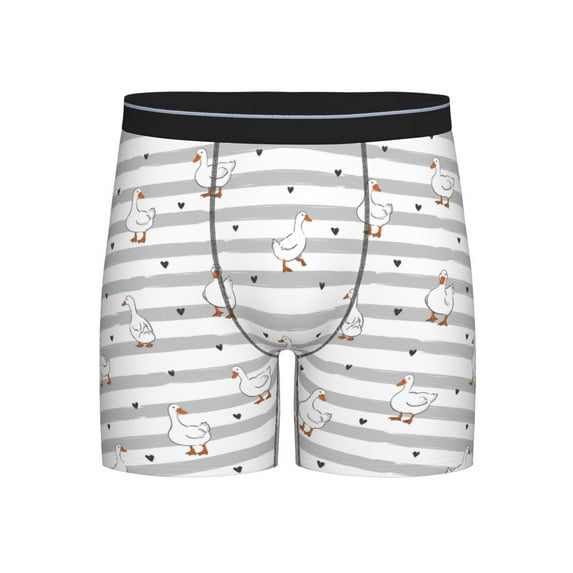 Men'S Boxer Briefs, Striped Cartoon Cute Duck Soft And Breathable Mens Underwear Boxer Briefs With Widen Waist