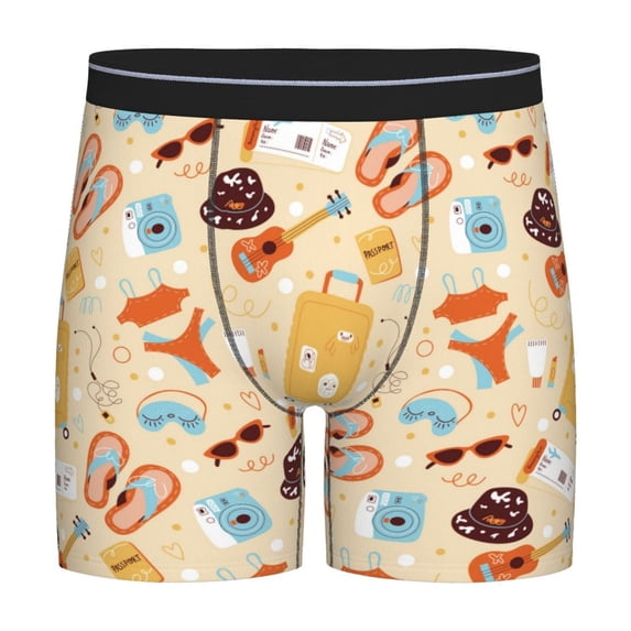 Men'S Boxer Briefs, Suitcase Slippers Soft And Breathable Mens Underwear Boxer Briefs With Widen Waist
