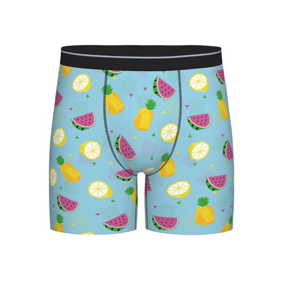 Men'S Boxer Briefs, Watermelon Pineapple Soft And Breathable Mens Underwear Boxer Briefs With Widen Waist