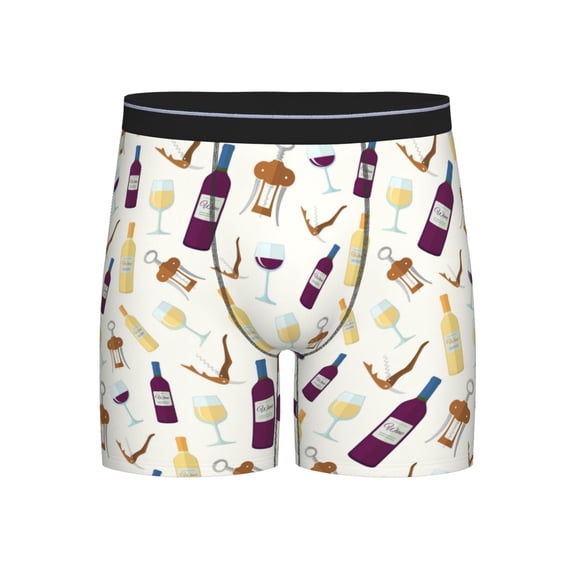 Men'S Boxer Briefs, Wine Bottle Print No.905 Soft And Breathable Mens Underwear Boxer Briefs With Widen Waist