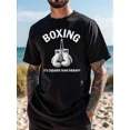 thumbnail image 1 of Men'S Boxing Graphic T-Shirt - "It'S Cheaper Than Relax" Print, 100% Cotton, Casual Street Style, Short Sleeve, Loose Fit, Machine Washable, Black with White Design, Boxing T, 1 of 6