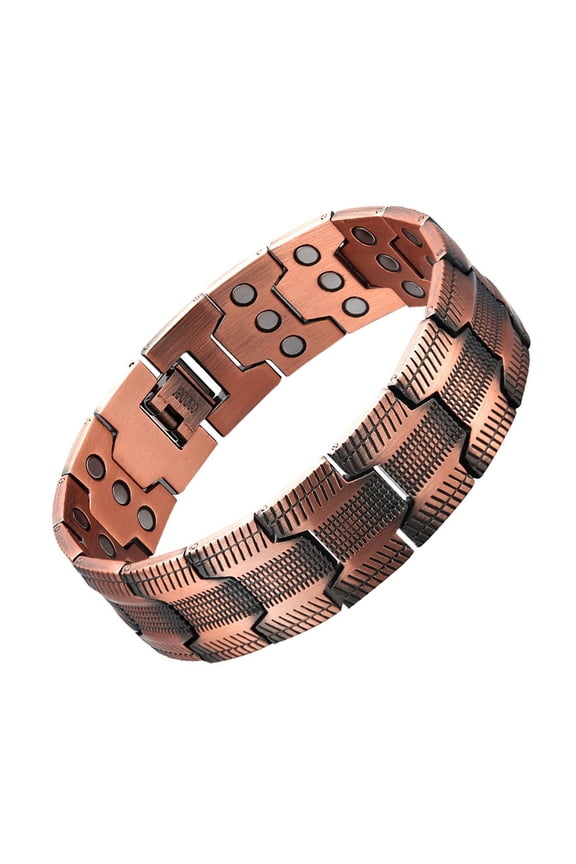 Men'S Bracelet - Magnetic Red Copper Men'S Bracelet -Pretty Magnetic Healing Copper Peace Healing - Natural Tone for Women and Men.