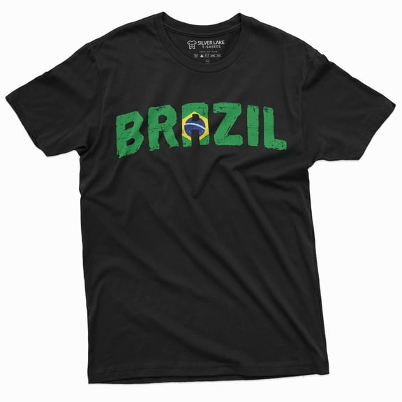 Men'S Brazil T-Shirt Brazilian Coat Of Arms Flag Tee Shirt Football Tshirt Brasil Tee