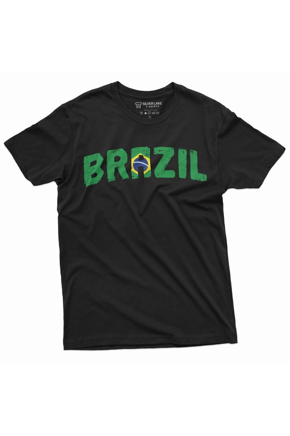 Men'S Brazil T-Shirt Brazilian Coat Of Arms Flag Tee Shirt Football Tshirt Brasil Tee