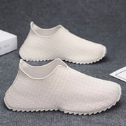 MenS Breathable Knitted Mesh Slip-On Sneakers with Durable PVC Sole - Lightweight Low-Top Casual Shoes for Running, Hiking, Gym & Outdoor Activities, Hiking Footwear, Sporty Design, Comfortable Fit