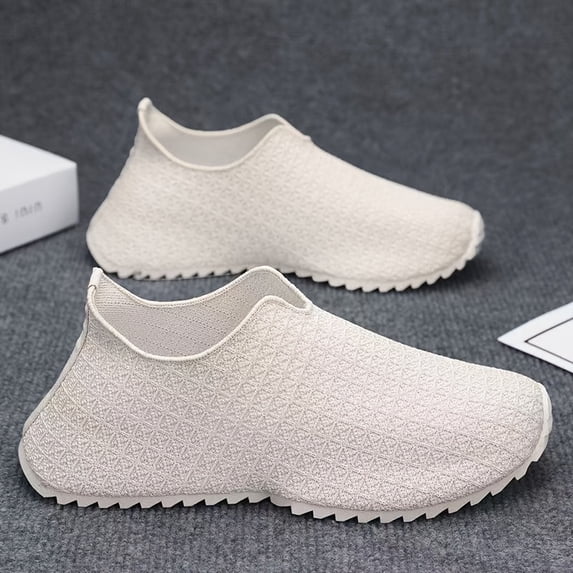 Men'S Breathable Knitted Mesh Slip-On Sneakers with Durable PVC Sole - Lightweight Low-Top Casual Shoes for Running, Hiking, Gym & Outdoor Activities, Hiking Footwear, Sporty Design, Comfortable Fit