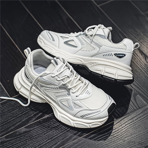 Men'S Breathable Mesh Casual Sneakers - Trendy Low-Top Lace-Up Sports ...