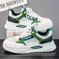 thumbnail image 1 of Men'S Breathable Mesh Sneakers with Thick Cushioned Sole - White & Green Low-Top Casual Shoes, Lace-Up Design Casual Attire, Stylish Laceup Shoes & for Summer Streetwear, Outdoor   Modern Sneakers, 1 of 9