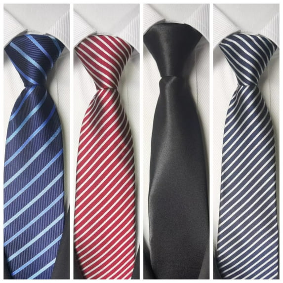 Men'S Business Dress Ties, Easy Zipper No-Tie Striped Polyester Woven Ties for Work and Formal Occasions