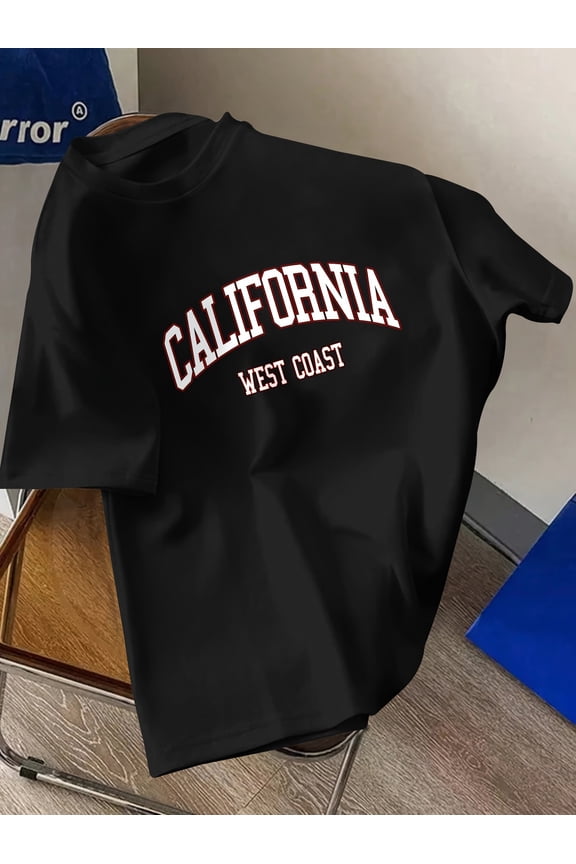 Men'S California West COAST Letter Print Casual Short-Sleeve T-Shirt, Selected by Xiangpan Ming