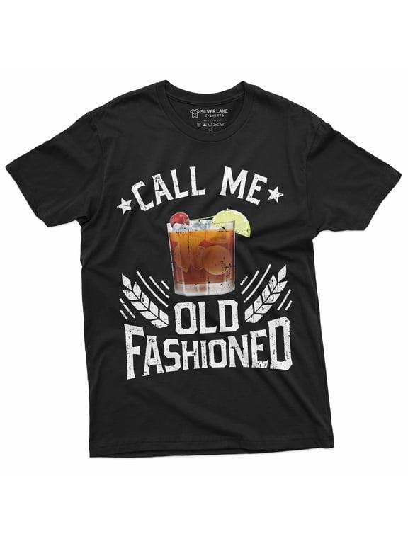 Men'S Call Me Old Fashioned Drinking Party Tshirt Fathers Day Whiskey On Rocks T-Shirt