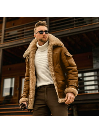 The jacket Designer Men's B3 RAF Shearling Bomber Real Leather With Faux  Fur Jacket For Winters