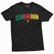 MenS Cameroon T-Shirt Cameroun Country Tee Shirt Football Soccer Tee Large Black