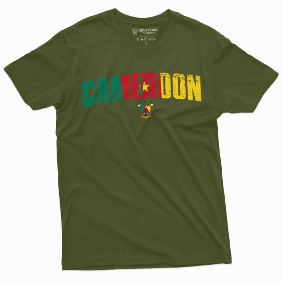 Men'S Cameroon T-Shirt Cameroun Country Tee Shirt Football Soccer Tee (Medium Military Green)