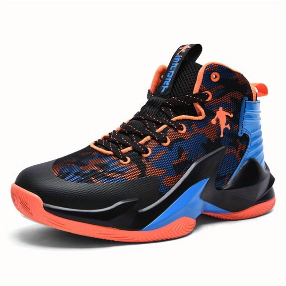 Men'S Camo Basketball Shoes - Mid-Top High-Top Design with Golden Stripes, Breathable Fabric Upper & Cushioned Rubber Sole for Running, Hiking, Gym - All-Season Streetwear Sneakers, Basketball Shoes