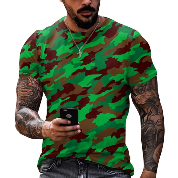 Men'S Camouflage T-Shirt Sports Fitness Short Sleeve Military Camo Crewneck Vintage Shirt,Wine 6XL