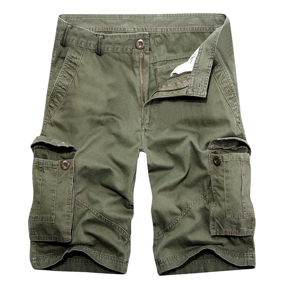 Men's Camouflage Workwear Shorts Fit Multi Pocket Zipper Straight Leg 5 Pants Casual Shorts ,Lightweight Cotton Casual Cargo Shorts,Outdoor Twill Camo Shorts (No Belt)
