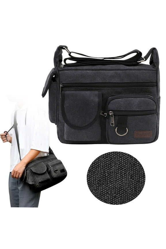 Men'S Canvas Cross Body Bag Messenger Shoulder Book Bags School Satchel Vintage Multifunctional Portable Hand Tool Storage Carry Bag For Can Hold Many Tools Back To School Crossbody Bag And Schoolbag