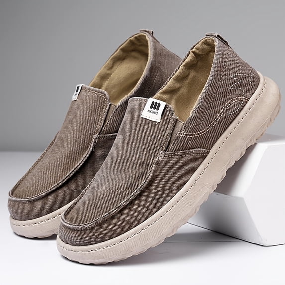 Men'S Canvas Shoes, Solid Color, Loose Fit, Comfortable And Versatile, Made from Washed Fabric, Stylish Slip-On Design, with Stitched Soles for Durability, Directly Supplied from The Factory