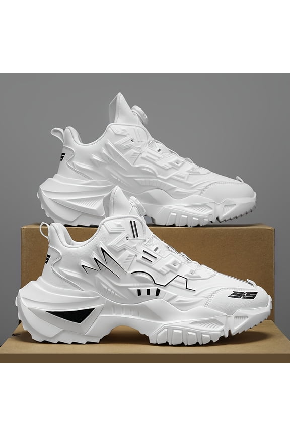 Men'S Casual Athletic Shoes - Mid-Top Running Shoes in White And Black for Men - Featuring a Breathable Synthetic Upper, Cushioned Sole, Stylish Design, Suitable for The Gym, Hiking