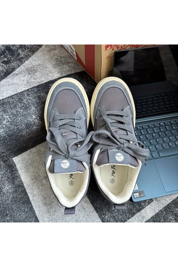 Men'S Casual Canvas Sneakers - Comfortable Fabric Lining for Everyday Wear, Everyday Sho ,Black & White Low-Top Lace-Up Shoes with Round Toe, Rubber Sole, and  | Minimalist Sneakers | Durable Canvas