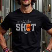 Men'S Casual Cotton T-Shirt with "Take the Shot" Basketball Graphic, 100% Pure Cotton, Slight Stretch, Regular Fit, Short Sleeve, Round Neck, Ideal for Summer Wear, Casual Summer Wear | Round Neck T
