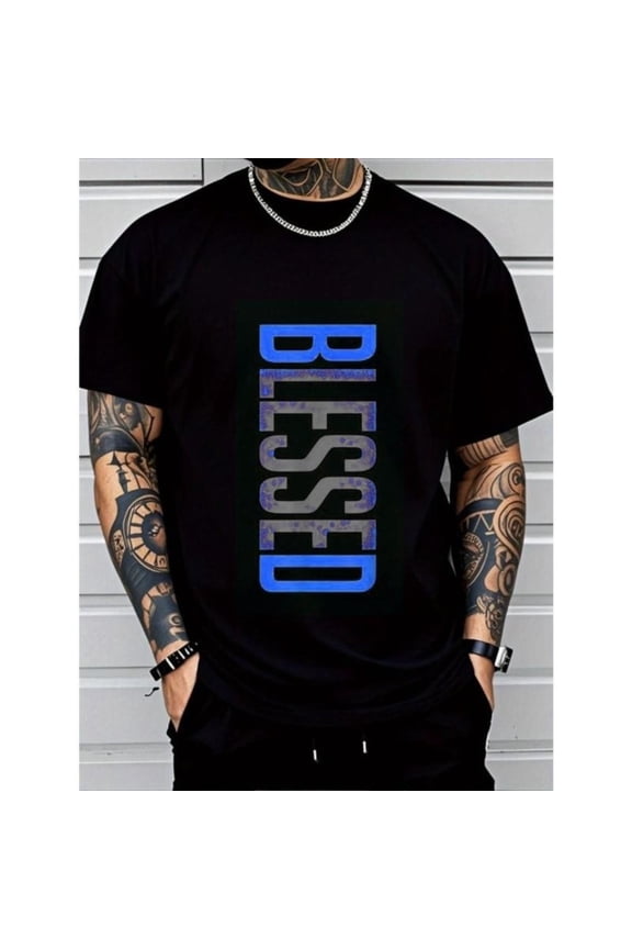 Men'S Casual Crew Neck T-Shirt - Geometric-Pattern, Smooth Cotton Knit Fabric