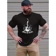 thumbnail image 1 of Men'S Casual Crew Neck T-Shirt with Guitar Print, Polyester 95% Spandex 5% Knit Fabric, Medium Stretch, Regular Fit, Summer Top for Adult - Plus Size Available, 1 of 1