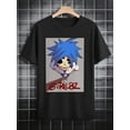thumbnail image 1 of Men'S Casual Crew Neck T-Shirt, Polyester Knit Fabric with Slight Stretch, Regular Fit, with Gorillaz Graphic Print, for Summer Fashion Tee, 1 of 5