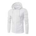 thumbnail image 1 of Men’S Casual Hoodies Long Sleeve Solid Color Pocket Zipper Drawstring Comfortable Sweatshirts For Fall Winter Daily Wear,White,M, 1 of 2