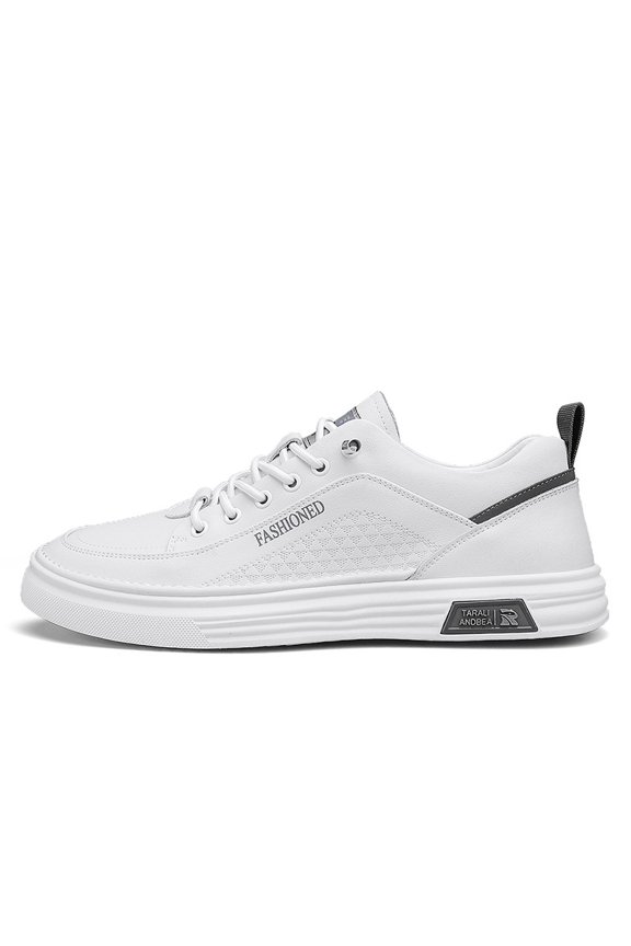 Men'S Casual Low-Top Sneakers for Summer And Autumn, Featuring a Trendy Korean Style, Breathable Design, And Lace-Up Closure in White