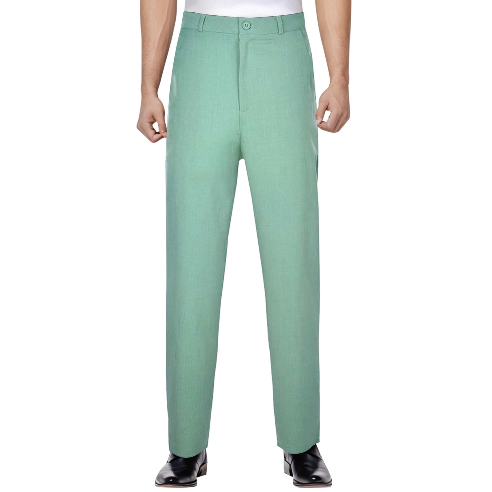 Men'S Casual Pants Slim Waist Full Trousers Solid Mid Pocket Length ...