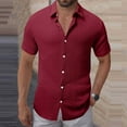 thumbnail image 1 of Men'S Casual Shirt， Short Sleeve Button Down， Loose Fit Polyester Top for Daily Wear, 1 of 7
