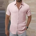 thumbnail image 1 of Men'S Casual Shirt， Short Sleeve Button Down， Loose Fit Polyester Top for Daily Wear, 1 of 7