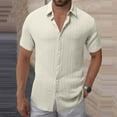 thumbnail image 1 of Men'S Casual Shirt， Short Sleeve Button Down， Loose Fit Polyester Top for Daily Wear, 1 of 7