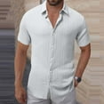 thumbnail image 1 of Men'S Casual Shirt， Short Sleeve Button Down， Loose Fit Polyester Top for Daily Wear, 1 of 7