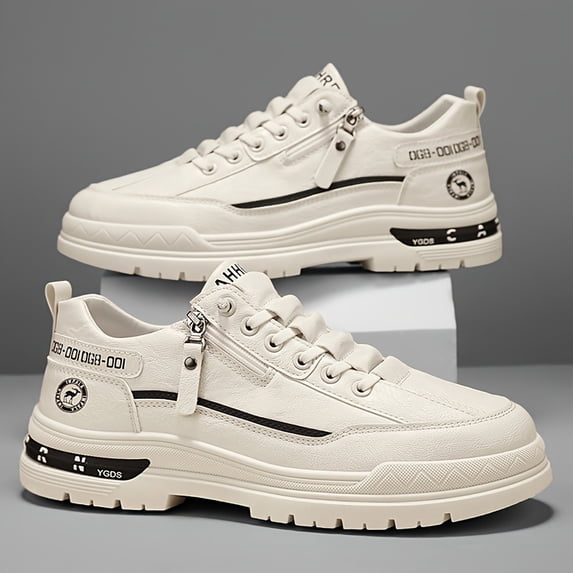 2026| Men'S Casual Sneakers - Versatile All-Season Low-Top Lace-Up Shoes Stylish Black Accents for Work, Running, and Casual Attir and with Durable Soft Sole, Non-Slip Texture,