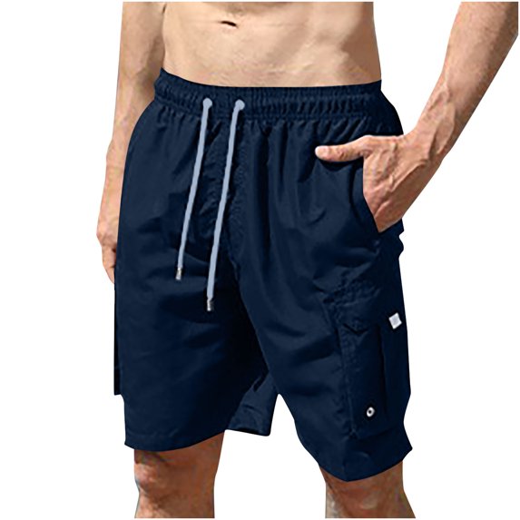 Men's Casual Solid Color Beach Work Shorts Pants,9" Board Shorts with Pockets Beach Shorts.