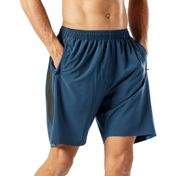 Men'S Casual Sports Quick Dry Workout Running Or Gym Training Short With Zipper Pockets